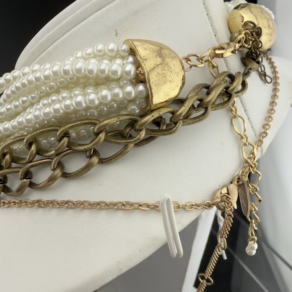 Faux Pearl Costume Jewelry Lot Necklace Bracelet Vintage To Modern - Picture 14 of 15